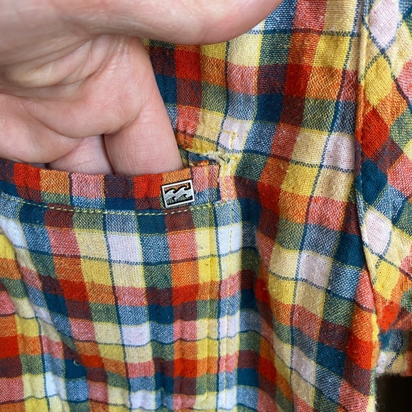 Billabong Men's Reversible Rainbow Plaid Flannel Snap Up Shirt - Picture 2 of 16